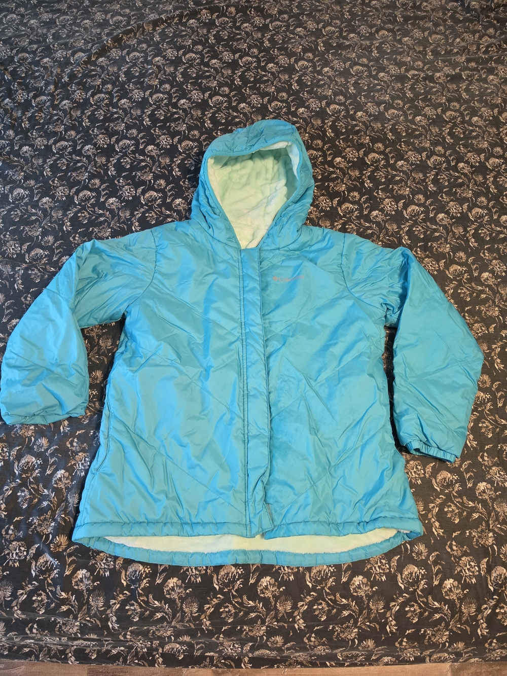 Columbia Teal Softshell And Fur Zip Up Jacket